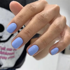 Hnewly 24pcs Artificial Nail Art Fake Nails Full Coverage Removable Ballet Short Press On Nails tips Chips Waterproof Solid Colour set