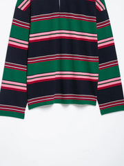 Hnewly  Women's Striped Long Sleeve Polo Shirt, Retro Colorblock Pullover, Casual Stripe Knit Blouse