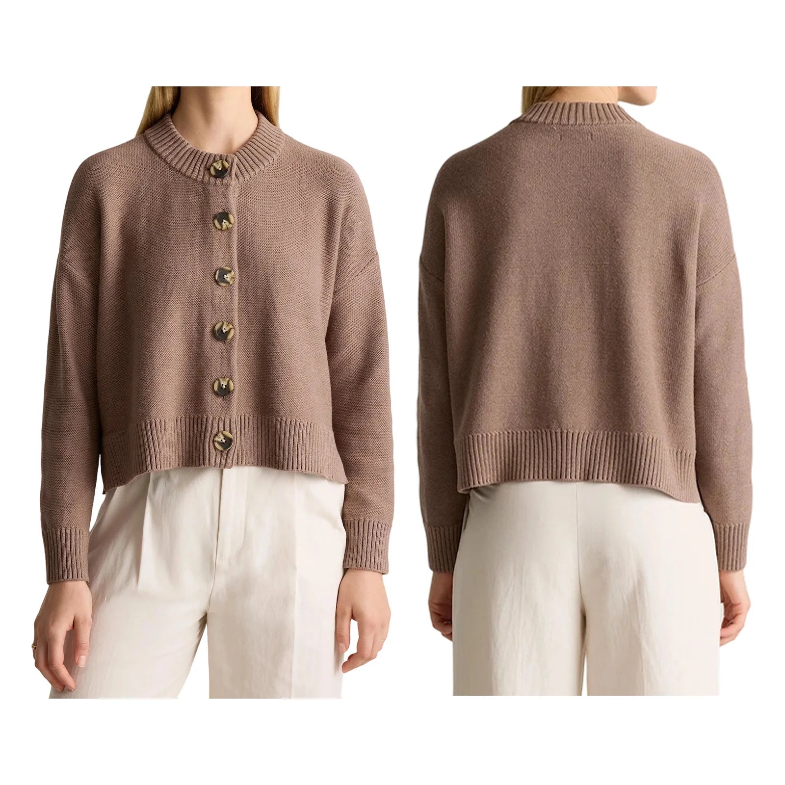 Hnewly Cardigan Tops y2k Women Clothes Solid Color Crew Neck Long Sleeve Button Down Knit Sweater 2000s Clothing Outwear