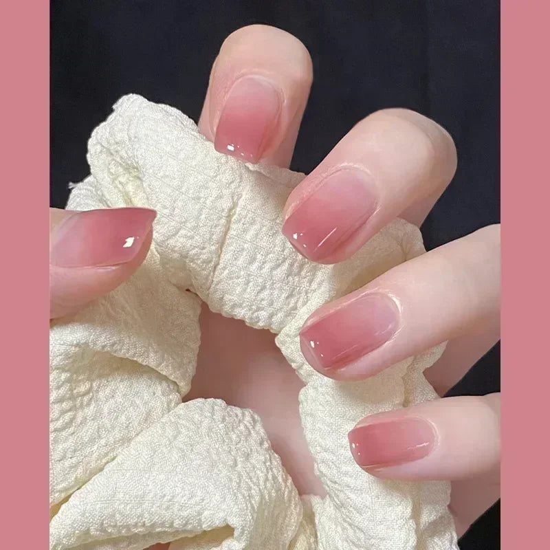 Hnewly 24pcs Detachable Short Press on Nails Y2k rhinestone False Nails with Glue Ballet Sweet Cool Girls Artificial False Nails Tips
