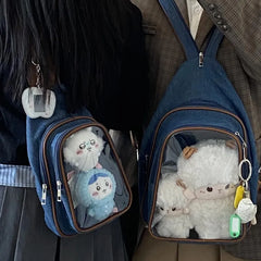 Hnewly  Anime Ita Bag Fits 20cm Doll Women Leather Spacious Backpack Ladies Multifunctional Transparent Crossbody Purse New