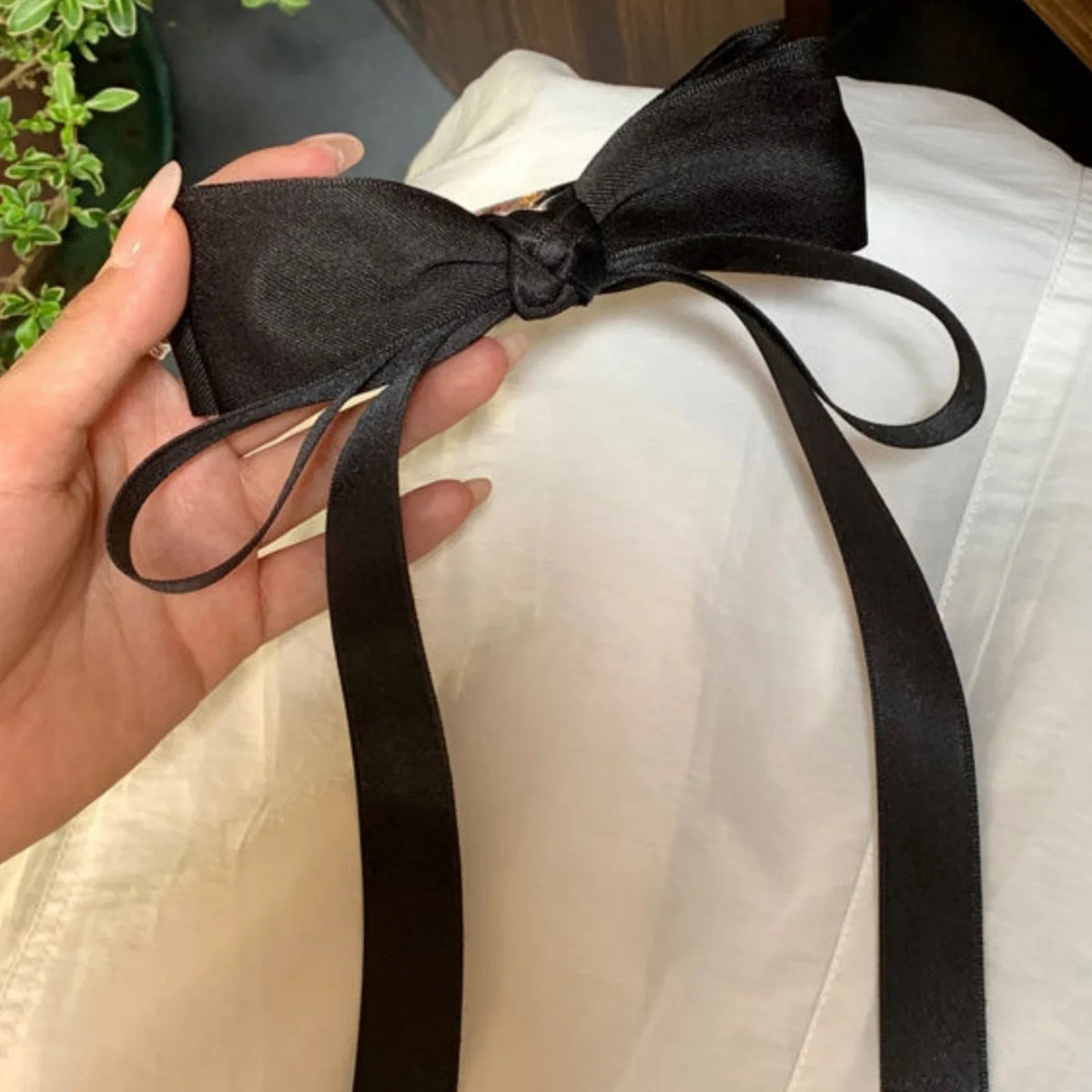 Hnewly  1PC Simple, Gentle, Black, Bow Ribbon, Hair Clips, Premium, Temperament, Back of the Head, Hair Ties, Spring Clips, Hair Accesso