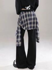 Hnewly  Patchwork Pants Women Wide Leg Loose Fit Design Spring American Style All-match High Waist Personality Streetwear Female Popular