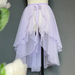 Lunivop  Sweet Lolita Asymmetrical Sheer Mesh Cover Up Curtain OP JSK Skirt Women Japanese Kawaii Elegant Double Layered Party Skirts