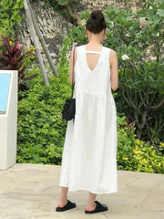 Lunivop  Korean Chic V-Neck Backless Sleeveless Dress Women's Slimming Wrap Waist Dress Spring Summer Autumn Casual Street Style