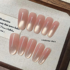 Lunivop  10pcs Handmade Press on Nails Nude Self-adhesive Nail Tips Reusable Adhesive False Nails Ready-made Artificial Glued Nails