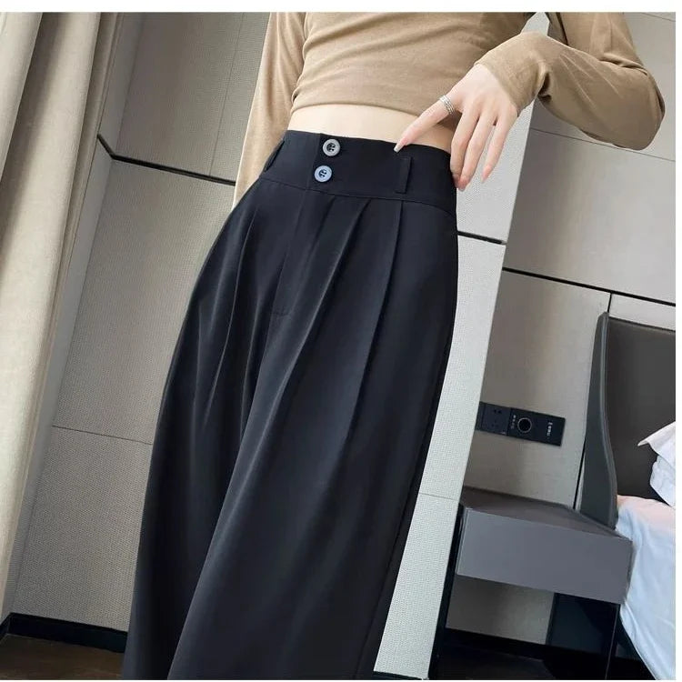 Hnewly Korean High Waist Wide Leg Trousers Female Fall Summer Casual Loose Office Lady Suit Pants Fashion Baggy Outwear Clothing