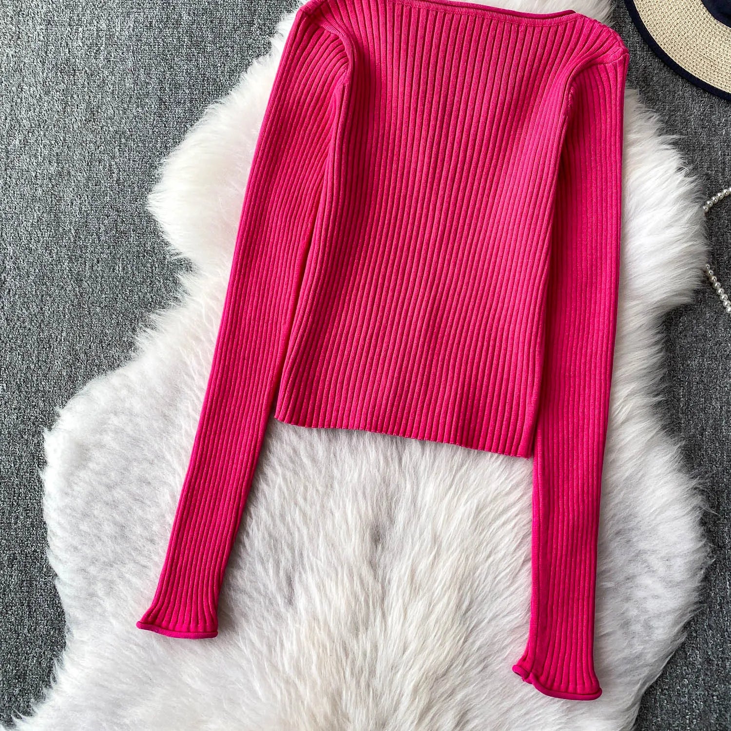 Hnewly  Beading Knitted Striped Zippered Sweater Cardigan Women's Spring Autumn O-Neck Top New Loose Harajuku Long Sleeved Outwear