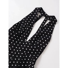 Lunivop  Women Vintage Polka Dot Halter Dress Female Sexy Sleeveless A-line Short Dresses Casual Chic Backless Vestidos