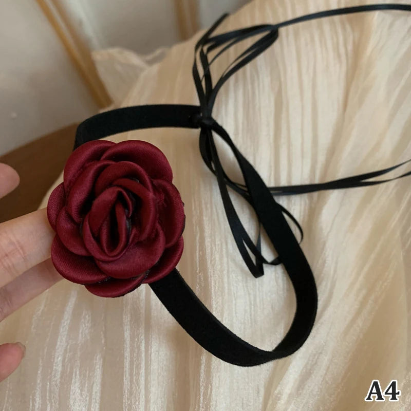 Hnewly Women's Cute Collar Lolitas Handmade Vintage Lace Heart Choker For Women Gothic Bow Knot Necklace Girls Uniform Accessories