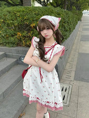Hnewly   Women Dress Flying Sleeve Floral Printed Loose Bandage Ruffles Bow Summer Fashion Casual Mini Dresses Ladies Party