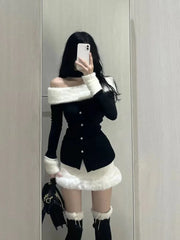 Hnewly trashy outfits Fashion Sexy Off Shoulder Long Sleeve Slim Fit Tops Women+ Y2k High Waist Bodycon Skirts Early Autum New Two Piece Sets