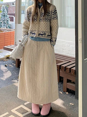 Hnewly  Japanese Style Long Skirt Women Vintage Harajuku Thick Skirt Autumn Winter Solid Streetwear A-line Skirts Aesthetics