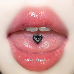 Hnewly  1Pc Trendy Sweet Cool Style Stainless Steel Heart Tongue Stud Unique Body Piercing High Quality Gift