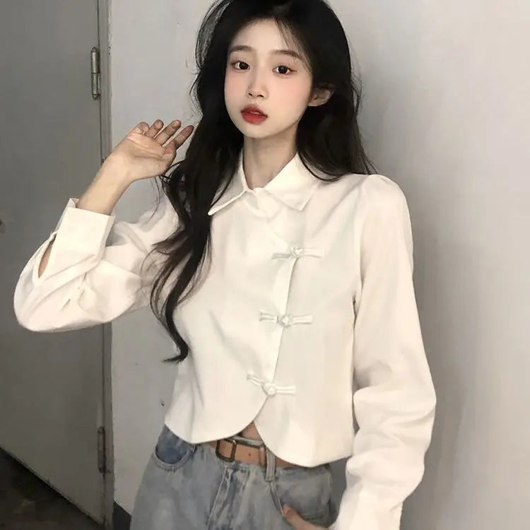 Hnewly Shirts Women Long Sleeve Summer New Arrival Straight Loose All-match Irregular Clothing Aesthetic Harajuku Fashion Chemise Femme
