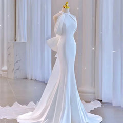 Hnewly  Hanging Neck Fish Tail Light Wedding Dress Bride's Temperament High-end And Simple French Welcome Dress Trailing Customized