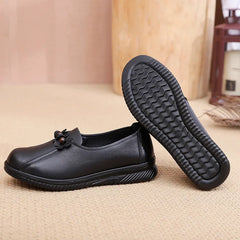 Lunivop  Genuine Leather Women Flat Shoes With On Casual Ballet Flats Female Comfortable Wedge Shoes Retro Mom Single Shoes