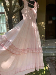 Hnewly French Elegant Chiffon Dress Beach Style Sleeveless Sweet Fairy Summer Even Party One Piece Dress Korean Fashion 2000s Vintage