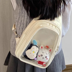 Hnewly  Anime Ita Bag Fits 20cm Doll Women Leather Spacious Backpack Ladies Multifunctional Transparent Crossbody Purse New