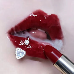 Hnewly  1Pc Trendy Sweet Cool Style Stainless Steel 1.2mm Sparkly Heart Zircon Inlaid C-Ring Lip Stud for Cool Girls Body Piercing Gift