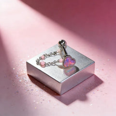 Lunivop  1Pc Trendy Sweet Cool Style Stainless Steel Heart Chain Tongue Stud for Cool Girls Unique Body Piercing Gift