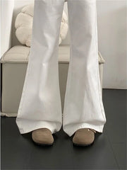 Hnewly  Vintage White Bootcut Jeans Women - Low Rise Flared Denim Pants American Retro Wide Leg Trousers Loose Fit Y2K Style