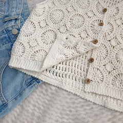 Hnewly Women Summer Hollow Out Knit Vest French Style V-Neck Sleeveless Hooked Flower Sweater 2023 New All-Match Outwear Short Top