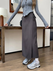 Hnewly 3Colors S-XL Irregular Long Skirt Women Summer Ankle Length Casual High Waist Pencil Long Skirts Female