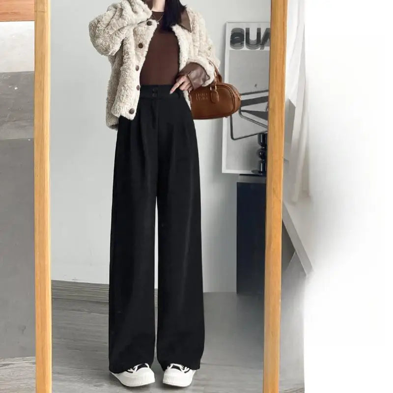 Hnewly  Wide Leg Pants Jogger Womens Spring Linen Pleats Lace-Up Kawaii Breathable Comfortable Students School Aesthetics Trousers Retro