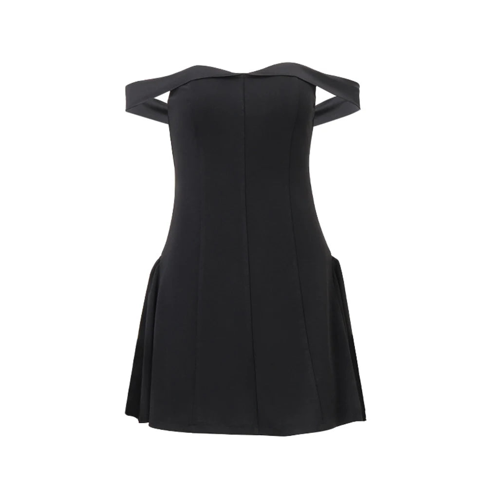 Hnewly  New Fashion Sexy Strapless Dresses Women Red Backless Sleeveless Mini Pleated Zipper Women's Dresses