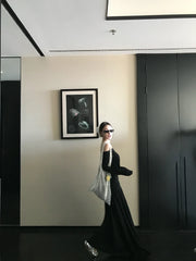 Hnewly French Elegant 2 Piece Skirts Sets Women Korean Clothing Y2k Crop Top T-shirts + Midi Skirts Thin Vintage Suits Office Lady Chic