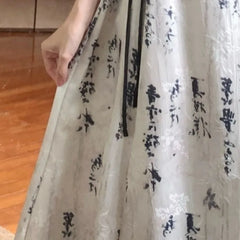 Hnewly  Print Long Dresses Spring Summer Chinese Style Vintage Woman Dress Elegant Bandage A-line Vestidos Para Mujer