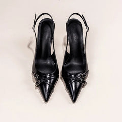 Hnewly  Summer Baotou Pin Buckle Decoration Shallow Mouth Breathable Elegant High Heels New Pointed Toe Stiletto Fashion Women's Sandals