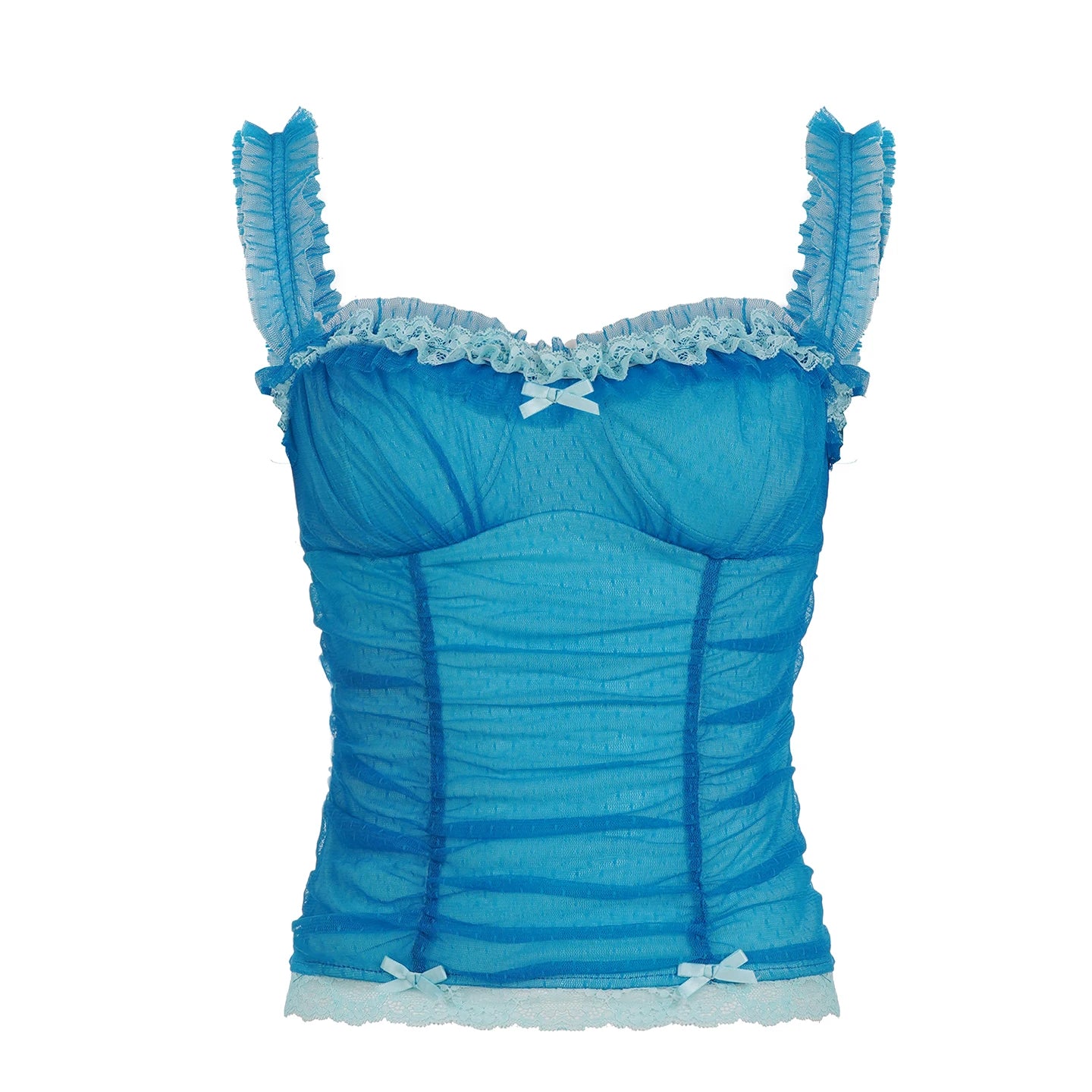 Hnewly Fashion Lace Spliced Dot Prints Skinny Women Camisole Tops Summer Sweet Y2k Backless Bow Blouses