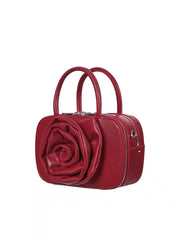 Hnewly  Korean Niche Design Rose Flower Handbag New Korean Style Single Shoulder Crossbody Small Square Bag