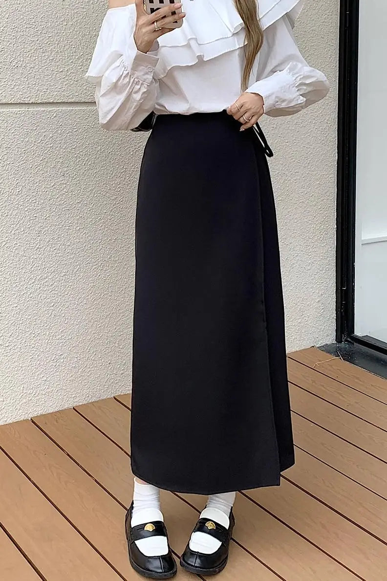 Hnewly 3Colors S-XL Irregular Long Skirt Women Summer Ankle Length Casual High Waist Pencil Long Skirts Female