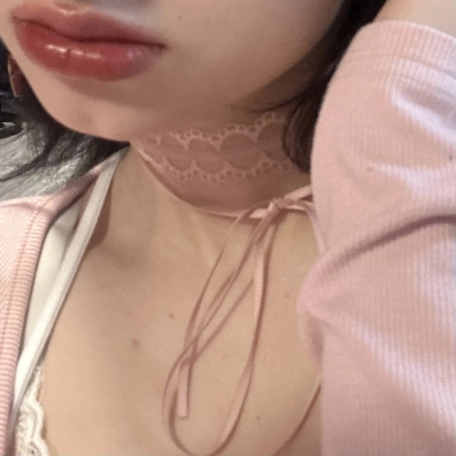 Hnewly New Goth Y2K Lovely Girl Choker New Korea Fashion Cute Pink Color Lace Bow Necklace For Women Charm Wedding Birthday Jewelry