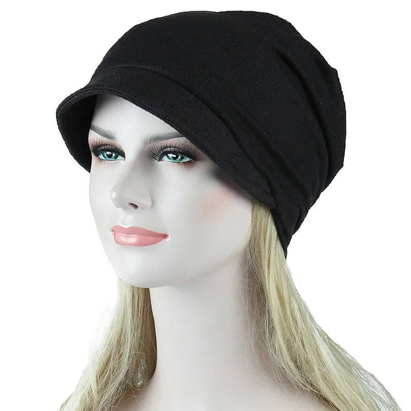 Hnewly  Pullover Hat Women's Slouchy Beanies Spring Autumn with Brim Painter Bucket Hat Solid Color Warm Skullcaps Gorras Casquette