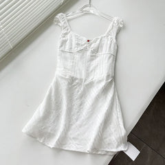 Hnewly  Harajuku Pleated Fairy A-Line Slip Dress Summer Women Vintage Patchwork Lace Dresses Y2k Aesthetic A-Line Mini Vestidos