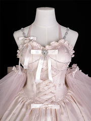 Hnewly  Japanese Original Sweet Girl Pink Lolita Dress Little Dress Sweet Girl Princess Style Bow JSK Strap Fashion Versatile Dresses