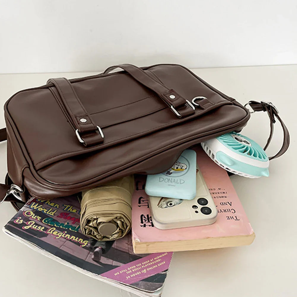 Hnewly Japanese School Handbag with Adjustable Strap Kawaii Shoulder Bag with Zipper Closure Crossbody Bag Underarm Bag Messenger Bag