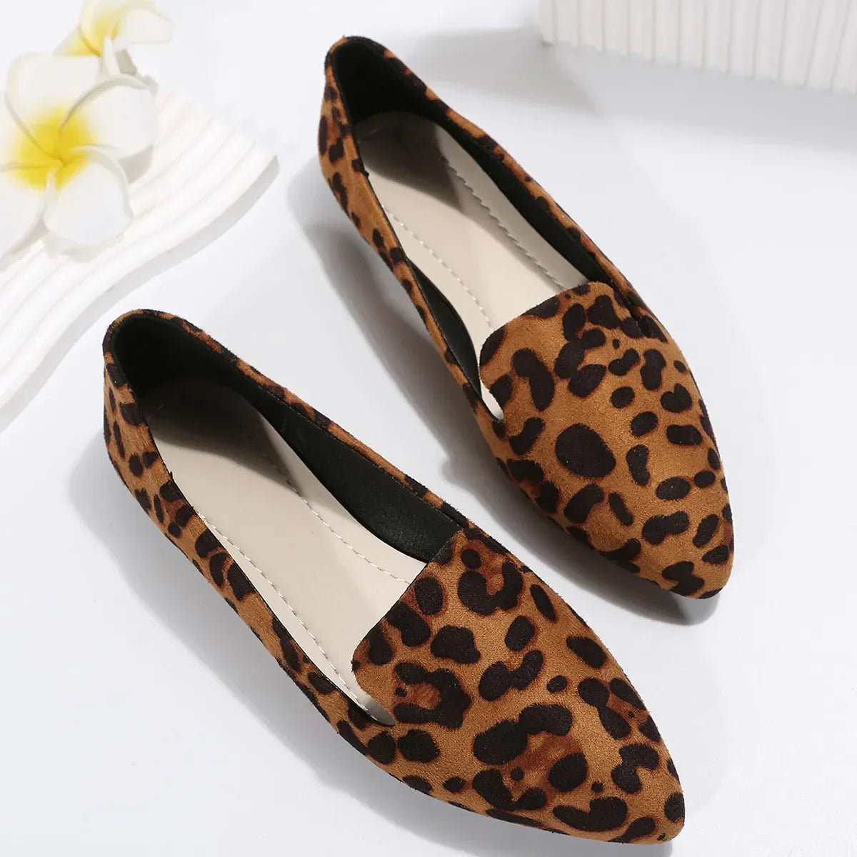 Hnewly Loafers Flats Leopard Pointed Toe Casual Women Shoes New Comfortable Walking Mujer Zapatos:Wear-resisting