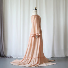 Hnewly  Maternity Dress Photography Off Shoulder Button Down Long Sleeve Pregnancy Gown Elegant Baby Shower Photo Shoot Outfit