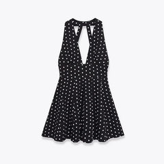 Lunivop  Women Vintage Polka Dot Halter Dress Female Sexy Sleeveless A-line Short Dresses Casual Chic Backless Vestidos