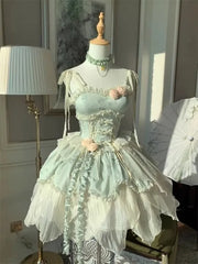 Hnewly  New New Chinese Style Small Fresh Ballet Style Elegant Fairy Lolita Jsk Dress Sweet Cute Lace Princess Dress Girl