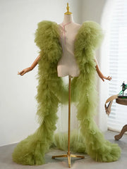 Hnewly  Green Evening Gown Shawl High-end Handmade DIY Accessories Host Annual Meeting Accessories Photography Big Tail Fairy