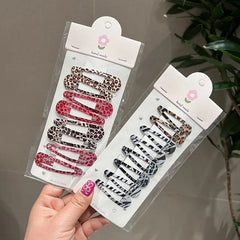 Hnewly 8pcs/set Leopard Print Hair Clips for Women Girls Vintage Geometric Star BB Clips Bangs Hairpins Barrettes Hair Accessories Set