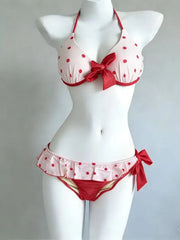 Hnewly  New High Waist Fairy Sweet 4-Piece Women's Split Bikini Set - Print Trendy Swimwear Beach Vacation Summer Party Fashion