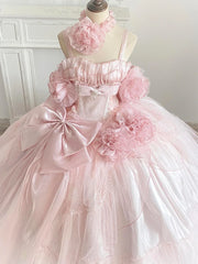 Hnewly  Girl's Princess Sweet Pink Evening Dress New Women's High Waist Slim Exquisite Elegant Long Dress Women's Wedding Dress