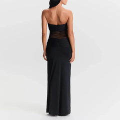 Hnewly  Sexy See-through Dress Women Slim Strapless Backless Hip Package Female Dresses Spring Summer Lady Vestidos